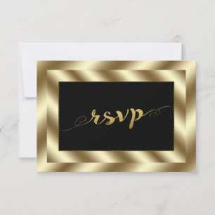 Glam Gold Foil en Black Wedding RSVP