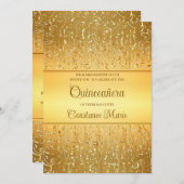 Glam Gold Frame Quinceanera Invitation (Devant / Derrière)
