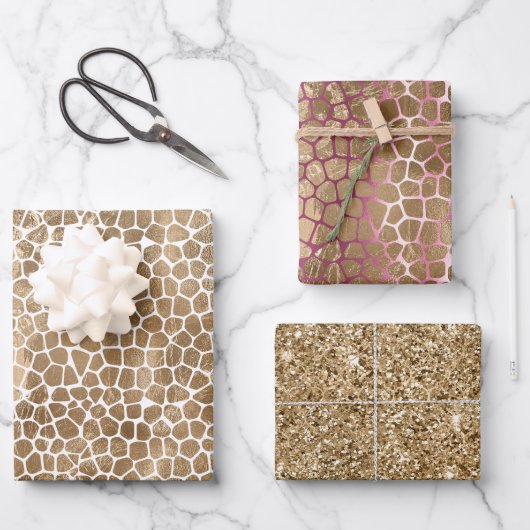Glam Gold Giraffe Print Inpakpapier Vel (Voorkant)