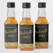 Glam Gold Glitter Bachelorette Party Bride Name Likeurfles Etiket (Flessen)