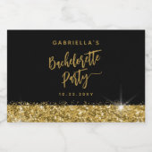 Glam Gold Glitter Bachelorette Party Bride Name Likeurfles Etiket (Enkel label)