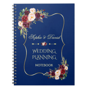 Glam Gold Glitter Blush Floral Wedding Planner Notitieboek