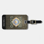 Glam Gold Glitter Business Custom Logo, QR-code Bagagelabel (Voorkant horizontaal)