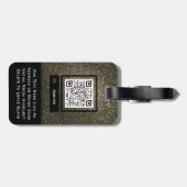 Glam Gold Glitter Business Custom Logo, QR-code Bagagelabel (Achterkant horizontaal)