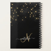 Glam Gold Glitter Diamond Sparkle Elegant Monogram Planner (Achterkant)