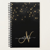 Glam Gold Glitter Diamond Sparkle Elegant Monogram Planner (Voorkant)