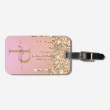 Glam Gold Glitter Drift Elegant Monogram Bagage