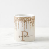 Glam Gold Glitter Drift Elegant Monogram Koffiemok (Center)