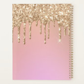 Glam Gold Glitter Drift Elegant Monogram Planner (Achterkant)