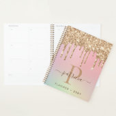 Glam Gold Glitter Drift Elegant Monogram Planner (Display)