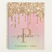Glam Gold Glitter Drift Elegant Monogram Planner (Voorkant)
