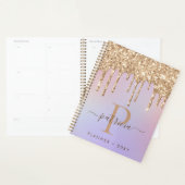 Glam Gold Glitter Drift Elegant Monogram Planner (Display)