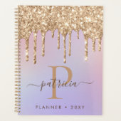 Glam Gold Glitter Drift Elegant Monogram Planner (Voorkant)