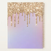 Glam Gold Glitter Drift Elegant Monogram Planner (Achterkant)