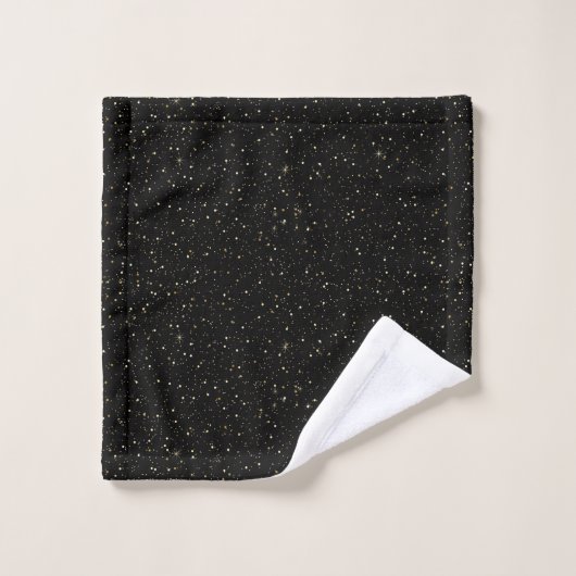 Glam gold glitter en sparkles op zwart afbeelding bad handdoek (Wasdoekje)