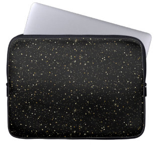 Glam gold glitter en sparkles op zwart afbeelding laptop sleeve