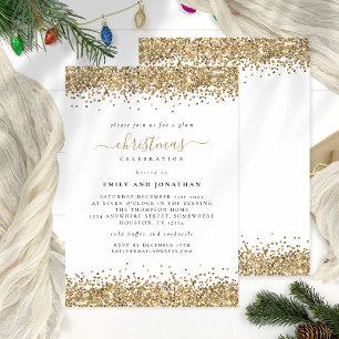 Glam Gold Glitter-kerstfeest Kaart
