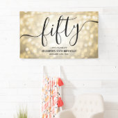Glam Gold Glitter Lights 50ste verjaardag Spandoek (Insitu)
