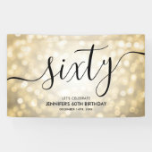 Glam Gold Glitter Lights 60e verjaardag Spandoek (Horizontaal)
