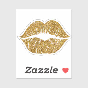 Glam Gold Glitter Lips Trendy Sparkle Paarse Sticker