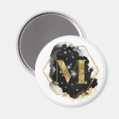 Glam Gold Glitter M Monogram Magnet Magneet (Voorkant / Achterkant)
