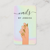 Glam Gold Glitter Nails Holographic Pastel Salon Visitekaartje (Voorkant)