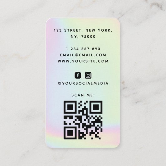 Glam Gold Glitter Nails Holographic Pastel Salon Visitekaartje (Achterkant)