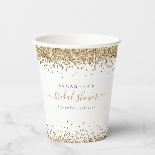 Glam Gold Glitter Name Date Vrijgezellenfeest Papieren Bekers