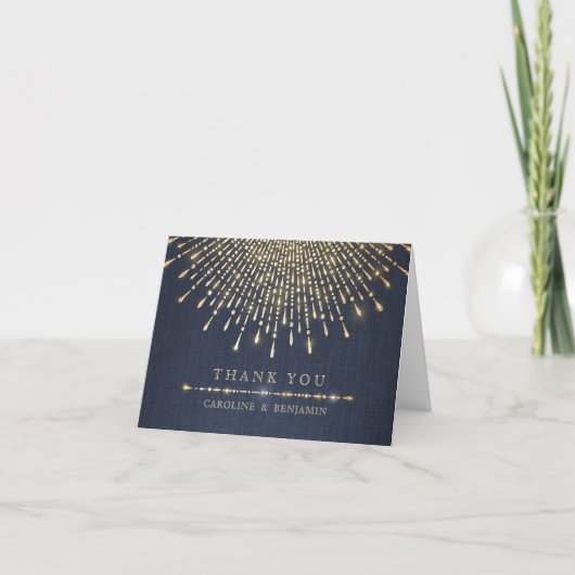 Glam gold glitter navy deco bruiloft bedankt (Voorkant)