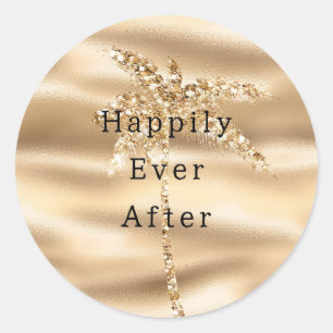 Glam Gold Glitter Palm Tree Ronde Sticker
