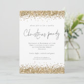 Glam Gold Glitter Script-kerstfeest Kaart (Staand voorkant)
