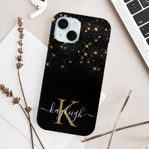 Glam Gold Glitter Sparging Elegant Luxe Monogram