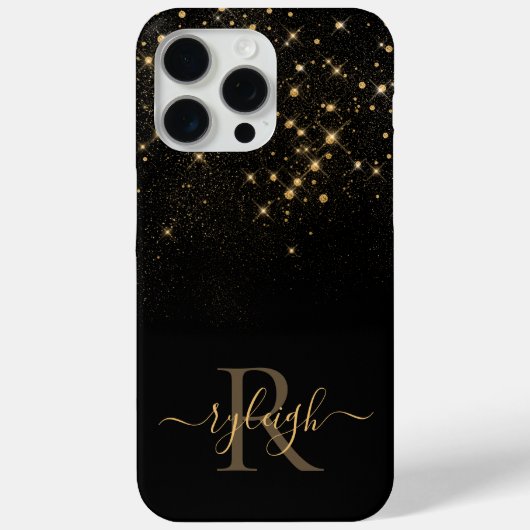 Glam Gold Glitter Sparging Elegant Luxe Monogram Case-Mate iPhone Case (Achterkant)