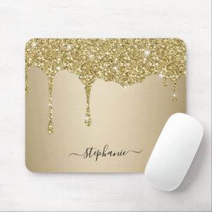 Glam Gold Glitter Sparkle Hand Letter Name Aangepa Muismat