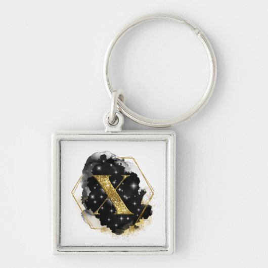 Glam Gold Glitter X Monogram Sleutelhanger (Voorkant)