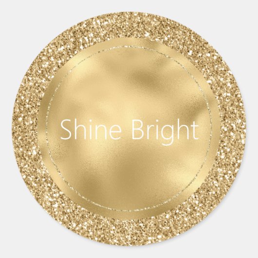 Glam Gold Glitzy Glitter Ronde Sticker (Voorkant)