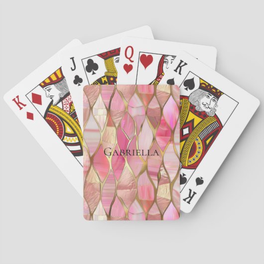 Glam Gold Glitzy Pink Pokerkaarten (Achterkant)