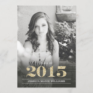 Glam Gold Graduation Invitations Kaart