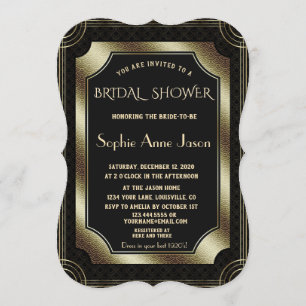 Glam Gold Great Gatsby Art Deco 20s Vrijgezellenfe Kaart