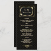 Glam Gold Great Gatsby Art Deco 20s Wedding Menu (Voorkant / Achterkant)