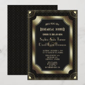 Glam Gold Great Gatsby Art Deco Rehearsal Dinner Kaart (Voorkant / Achterkant)
