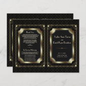 Glam Gold Great Gatsby Art Deco Wedding Program (Voorkant / Achterkant)