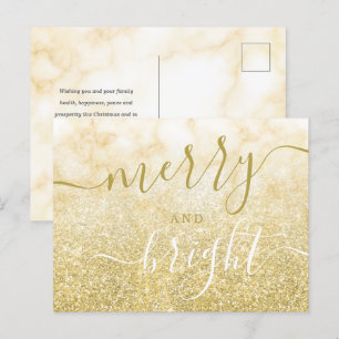 Glam GOLD Kerstvakantie Glitter Marble Feestdagenkaart
