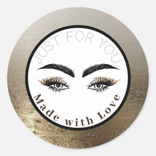 Glam Gold Lashes make-up ogen Ronde Sticker (Voorkant)