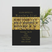 Glam Gold Leopard Chic Anniversaire Invitations (Debout devant)