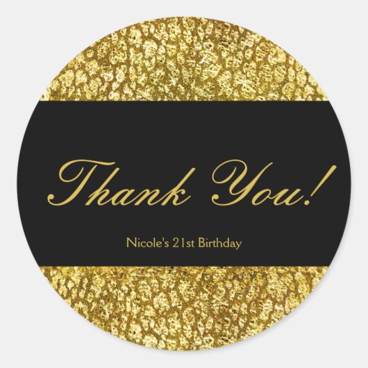 Glam Gold Leopard Print Chique Party Favor Sticker (Voorkant)
