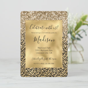  Glam Gold Leopard print Glitter spargel  Kaart