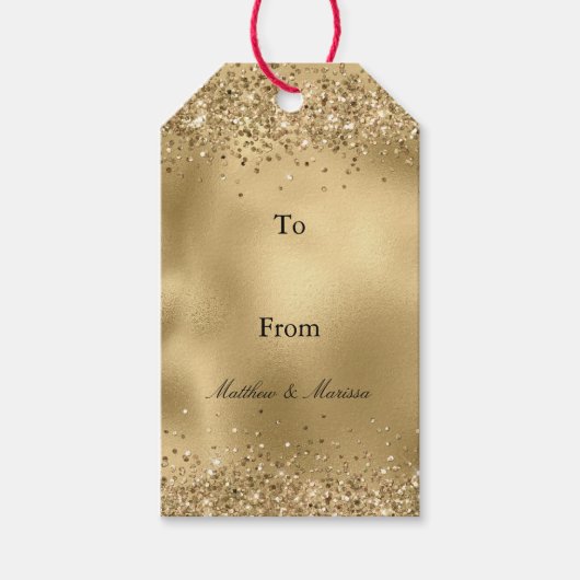 Glam Gold Luxe Glitter Cadeaulabel (Voorkant)