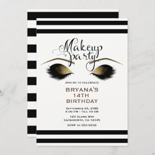 Glam Gold Makeup Eyelashes Beauty Custom Party Kaart