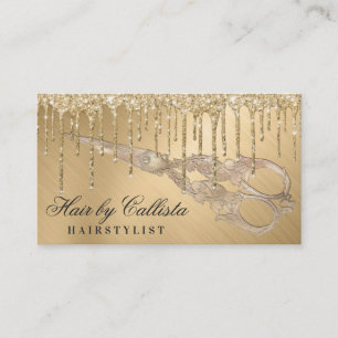 Glam Gold Metallic Glitter Druppelt Haar Schaar Visitekaartje